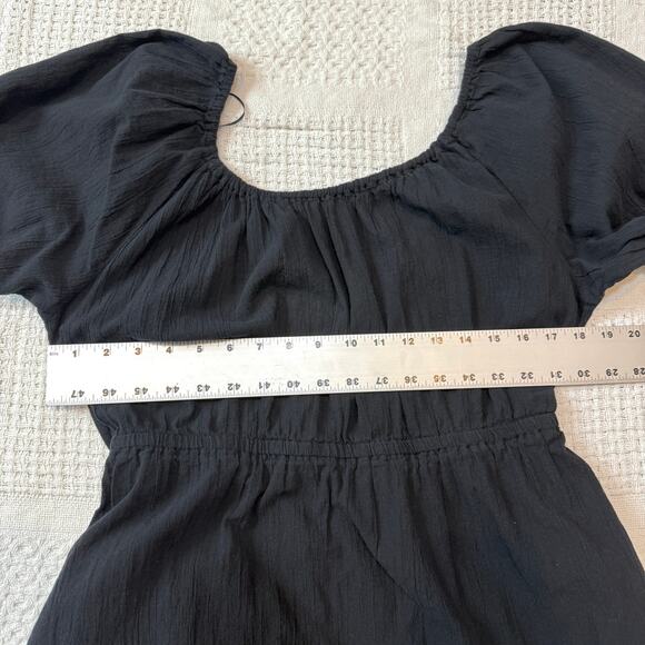 Old Navy large puff sleeve tie back bow cut out mini dress pockets D2 2689 - Picture 3 of 10
